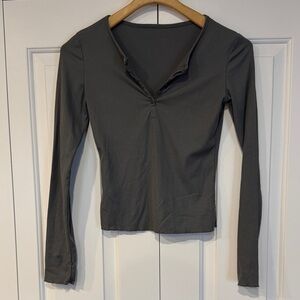Elegant Charcoal Long Sleeve Top